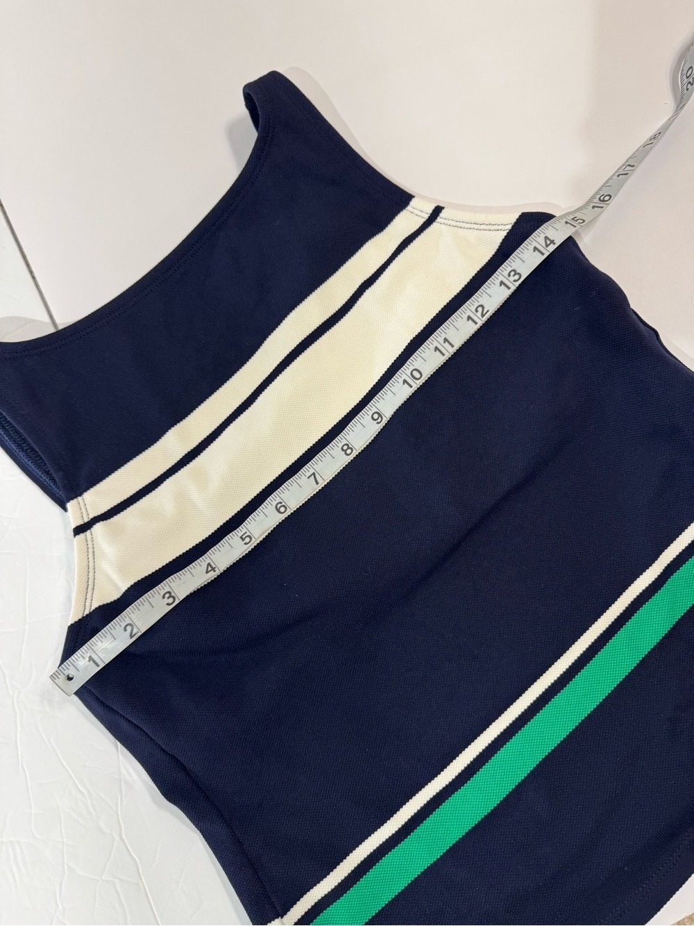 Lauren Ralph Lauren Navy Tankini Top with White and Green Stripes 12 - Picture 4 of 7